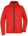 Fleece Vest James & Nicholson Hooded JN589 red melange-zwart